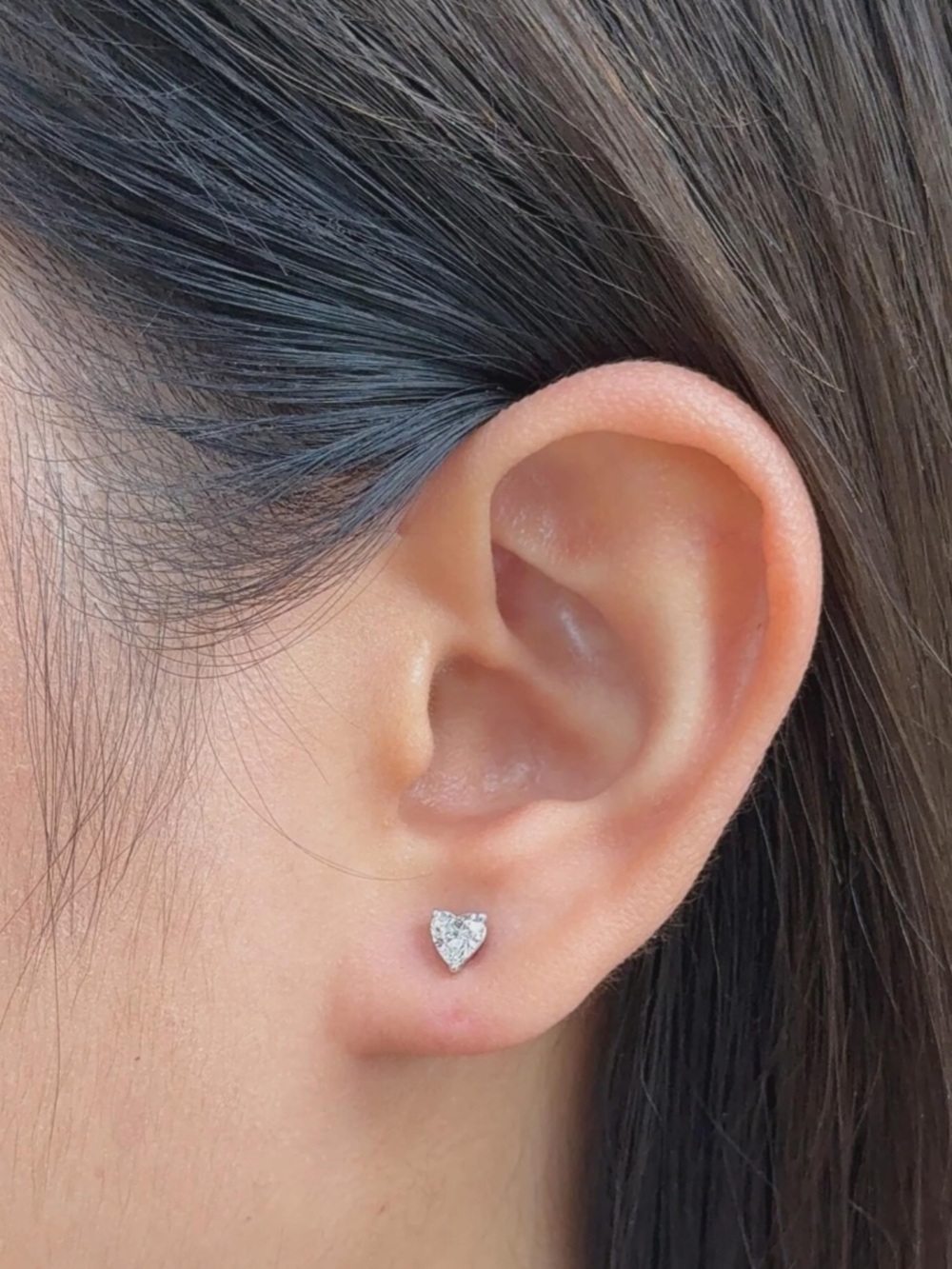 Heart Stud Earrings in Silver - Sparkling Cubic Zirconia brass metal